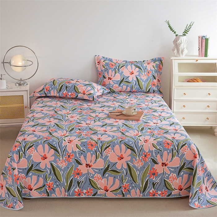 91家纺网 家纺一手货源 找家纺 金泰莱 2025新款原棉全棉老粗布凉席三件套全棉床单纯棉床单软凉席 唯美