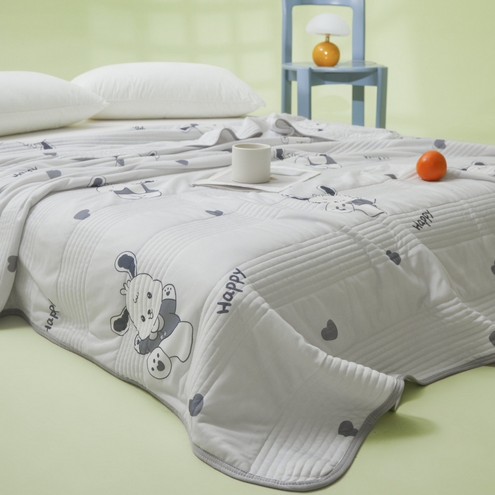 91家纺网 家纺一手货源 找家纺 LIFE.丽芙 2024年新品韩式风凉感丝夏被-跑量 爱心狗