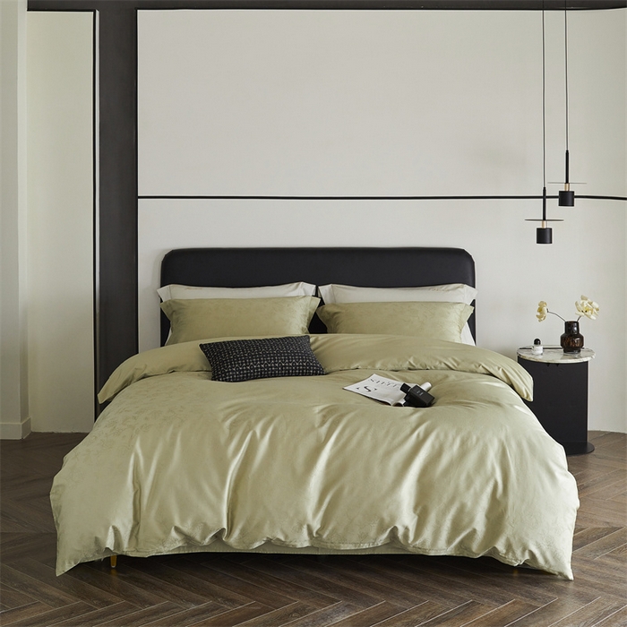 91家纺网 家纺一手货源 找家纺 梦享生活家居 2024新款100支贡缎提花四件套 赛琳-普罗绿