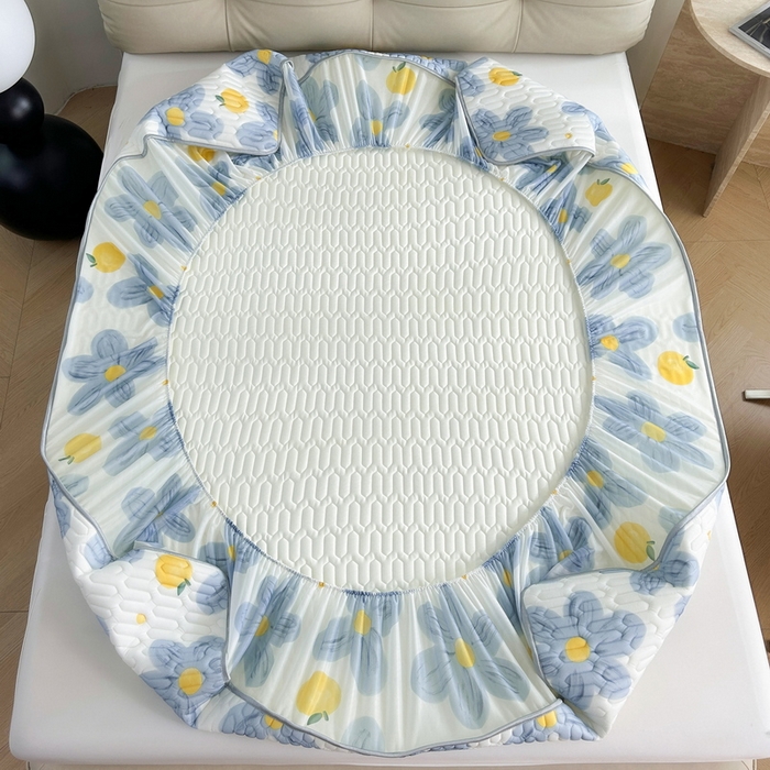 91家纺网 家纺一手货源 找家纺 2024年新品0.4乳胶凉席加厚床笠款三件套+凉感丝夏被可组合四件套-图片二 向阳花