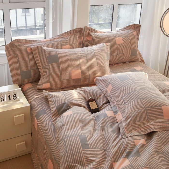 91家纺网 家纺一手货源 找家纺 金纱玉纺家纺 2024新款加厚AB版四件套奥莱-灰