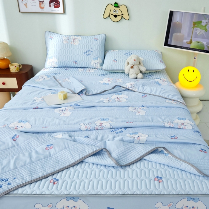 91家纺网 家纺一手货源 找家纺 LIFE.丽芙 2024年新品0.4乳胶凉席加厚床笠款三件套+凉感丝夏被可组合四件套-图片一 快乐狗