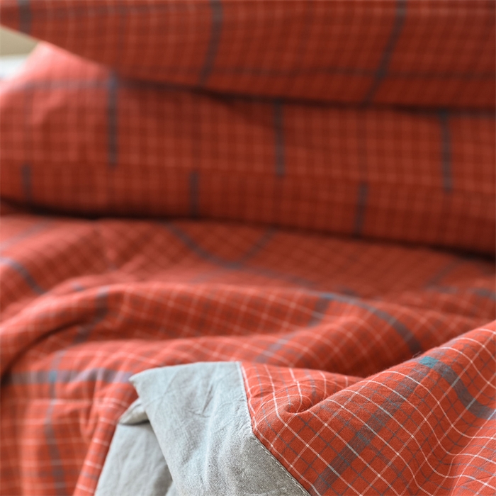 91家纺网 家纺一手货源 找家纺 【直播爆款】24新品A类抗菌全棉色织水洗棉夏被四件套夏凉被空调被-广岛-桔