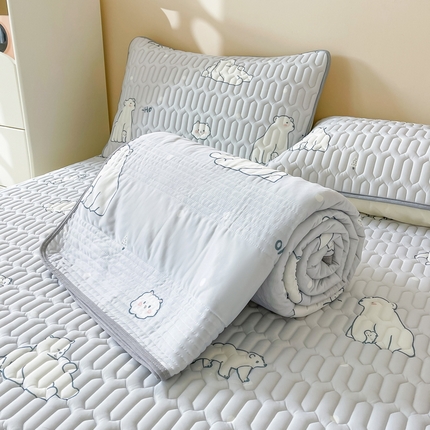 91家纺网 家纺一手货源 找家纺 （总）LIFE.丽芙 2024年0.4乳胶凉席加厚条席款三件套＋凉感丝夏被可组合四件套图片二