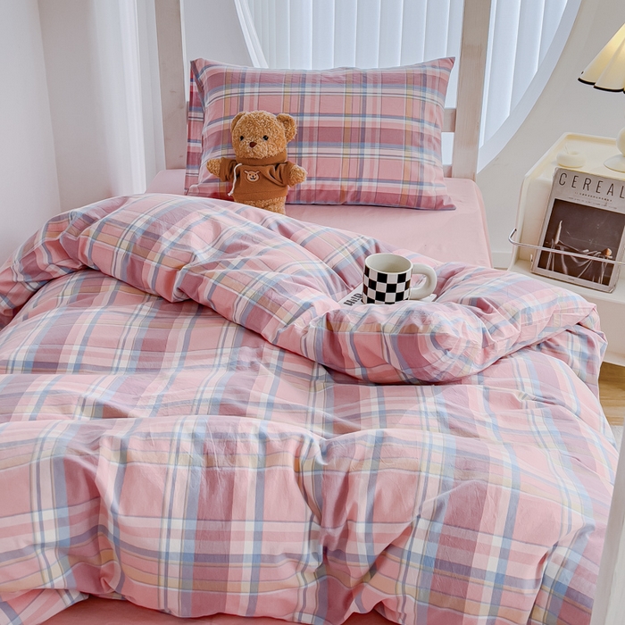 91家纺网 家纺一手货源 找家纺 久典家居 2024新款A类全棉学生款三件套 昭华粉