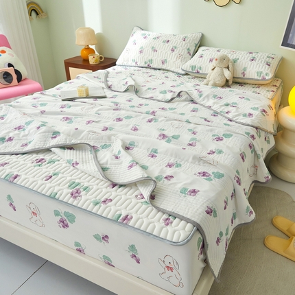 LIFE.丽芙 2024年新品0.4乳胶凉席加厚床笠款三件套+凉感丝夏被可组合四件套-图片一 葡萄园