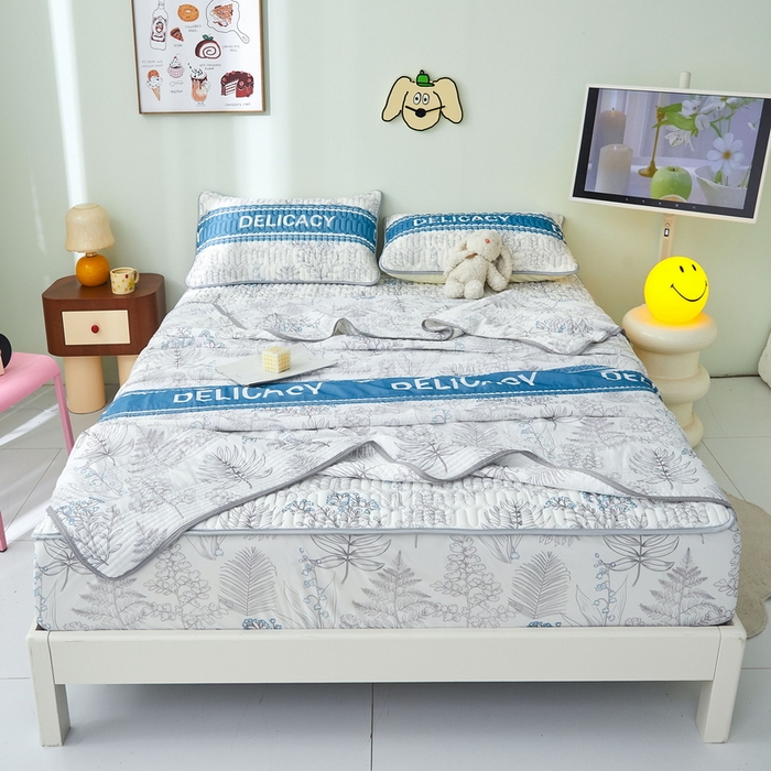 91家纺网 家纺一手货源 找家纺 LIFE.丽芙 2024年新品0.4乳胶凉席加厚床笠款三件套+凉感丝夏被可组合四件套-图片一 格罗