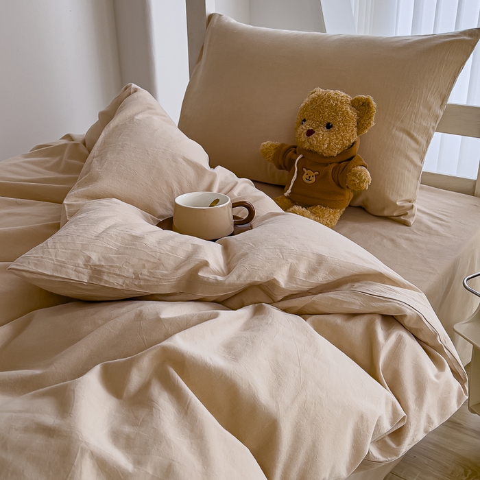 91家纺网 家纺一手货源 找家纺 久典家居 2024新款A类全棉学生款三件套 米驼