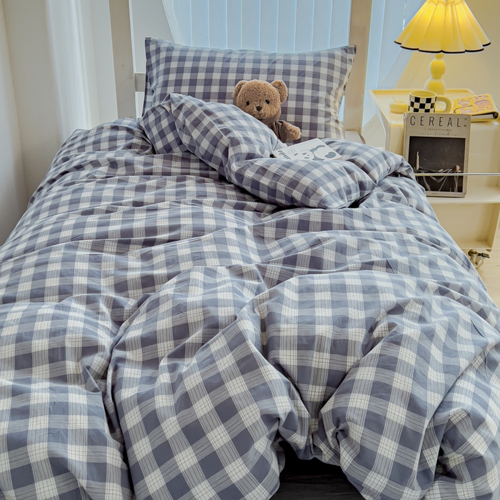 91家纺网 家纺一手货源 找家纺 久典家居 2024新款A类全棉学生款三件套 清雅蓝