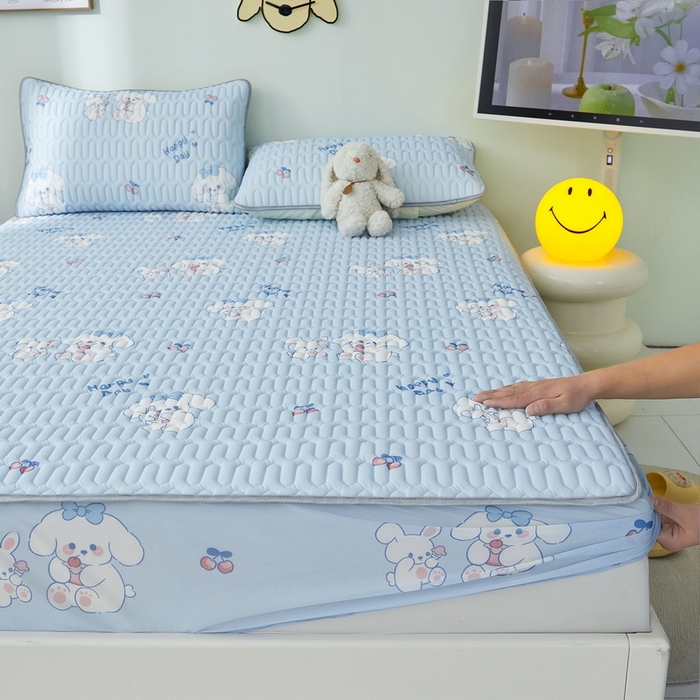 91家纺网 家纺一手货源 找家纺 LIFE.丽芙 2024年新品0.4乳胶凉席加厚床笠款三件套图片一 快乐狗