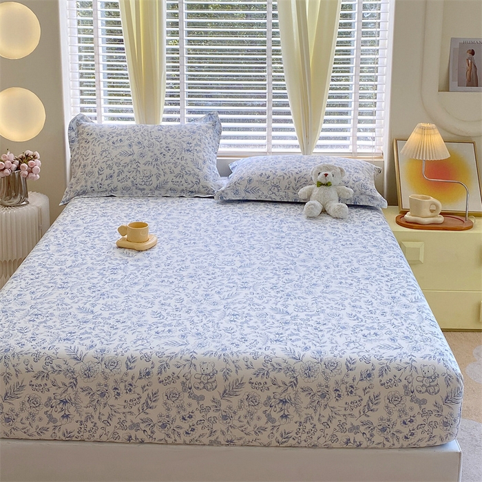 91家纺网 家纺一手货源 找家纺 宝齐莱家纺 2024新款13372全棉印花系列单品床笠 花倾城