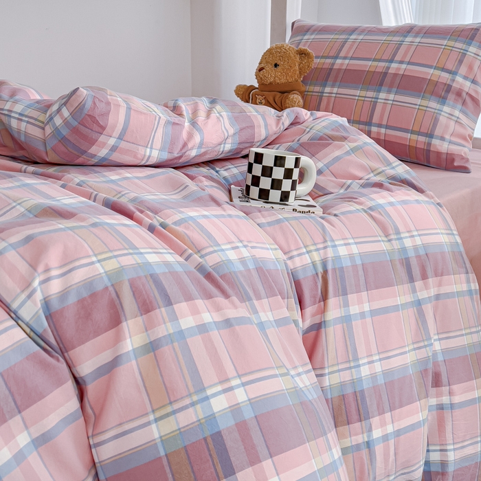 91家纺网 家纺一手货源 找家纺 久典家居 2024新款A类全棉学生款三件套 昭华粉