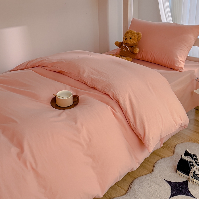 91家纺网 家纺一手货源 找家纺 久典家居 2024新款A类全棉学生款三件套 浅粉