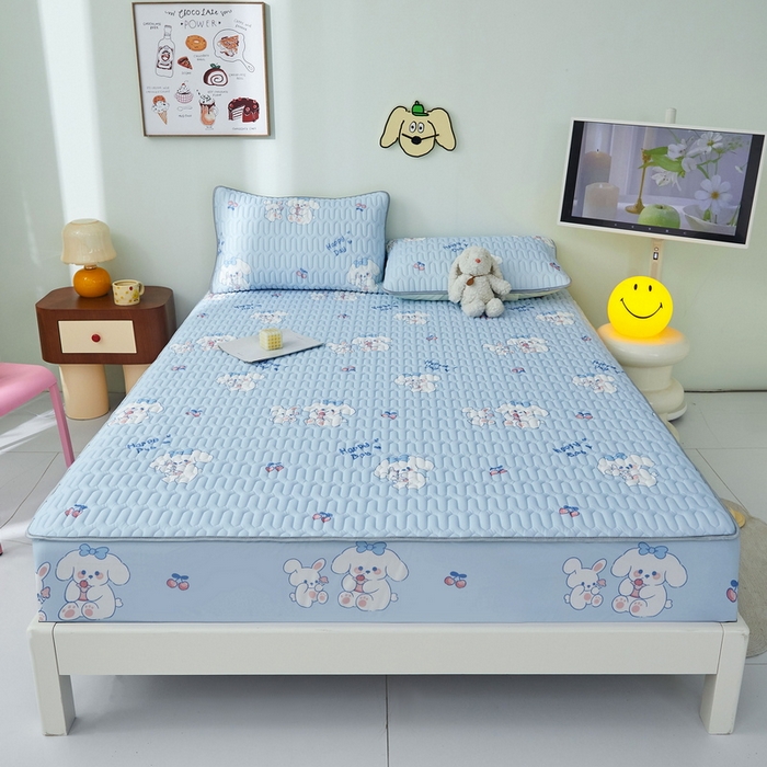 91家纺网 家纺一手货源 找家纺 LIFE.丽芙 2024年新品0.4乳胶凉席加厚床笠款三件套图片一 快乐狗