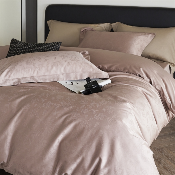 91家纺网 家纺一手货源 找家纺 梦享生活家居 2024新款100支贡缎提花四件套 赛琳-粉