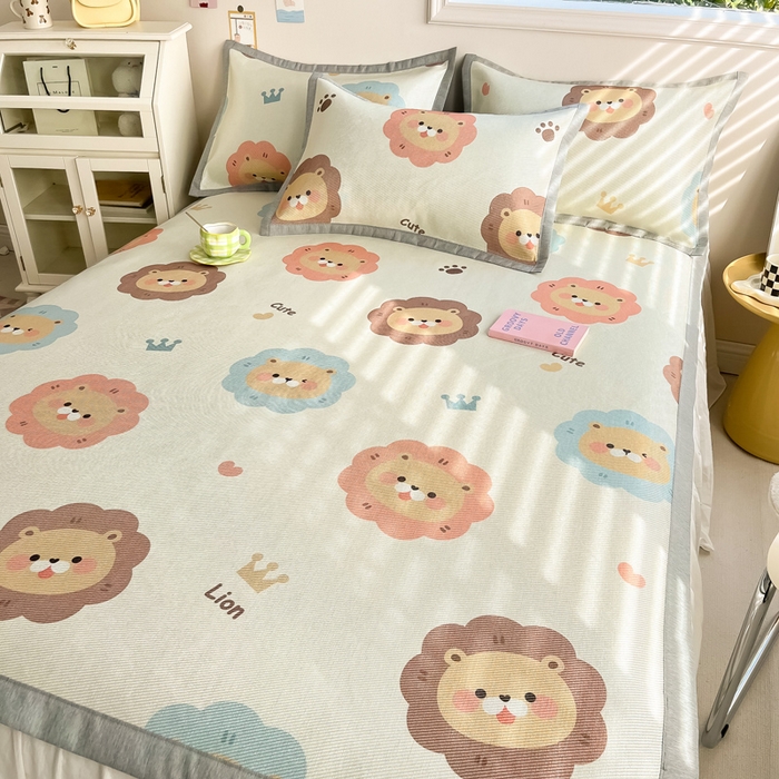 91家纺网 家纺一手货源 找家纺 懒猫家纺 2024新款250D数码印花宽边圆网冰丝席 狮子俱乐部