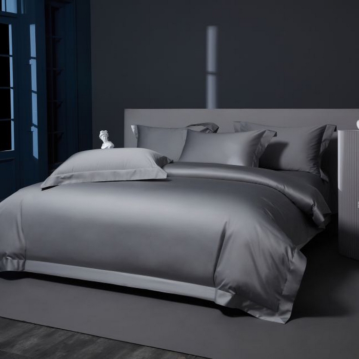 91家纺网 家纺一手货源 找家纺 2024新款定织新布种S120长绒棉四件套-黛西 高级灰