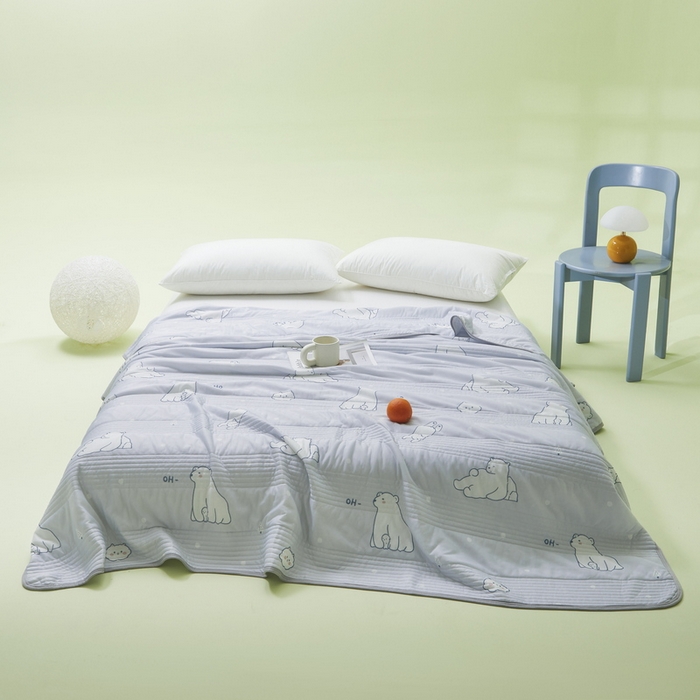 91家纺网 家纺一手货源 找家纺 LIFE.丽芙 2024年新品韩式风凉感丝夏被-跑量 北极熊-灰