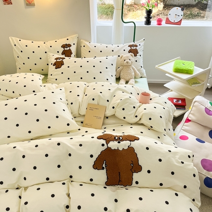 91家纺网 家纺一手货源 找家纺 （总）呗旺鹿 2024新款小清新全棉四件套毛巾绣四件套纯棉四件套（可提供检测报告）