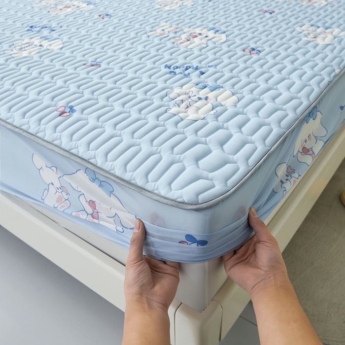 91家纺网 家纺一手货源 找家纺 LIFE.丽芙 2024年新品0.4乳胶凉席加厚床笠款三件套图片一 快乐狗