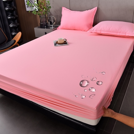 床笠人家 2025新款全棉纯色防水床笠防水隔尿透气-纯色防水床笠 粉色