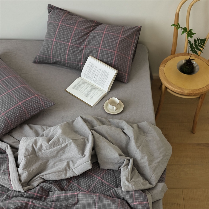 91家纺网 家纺一手货源 找家纺 【直播爆款】24新品A类抗菌全棉色织水洗棉夏被四件套夏凉被空调被-广岛-灰