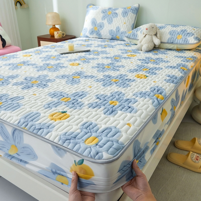 91家纺网 家纺一手货源 找家纺 LIFE.丽芙 2024年新品0.4乳胶凉席加厚床笠款三件套图片一 向阳花