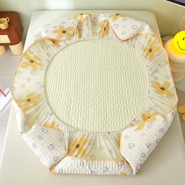 91家纺网 家纺一手货源 找家纺 LIFE.丽芙 2024年新品0.4乳胶凉席加厚床笠款三件套+凉感丝夏被可组合四件套-图片一 寐色