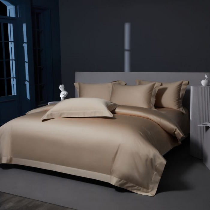 91家纺网 家纺一手货源 找家纺 2024新款定织新布种S120长绒棉四件套-黛西 卡其