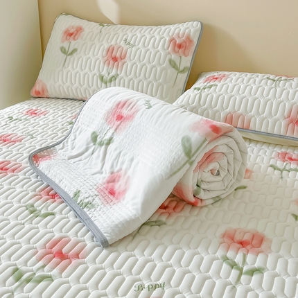 91家纺网 家纺一手货源 找家纺 （总）LIFE.丽芙 2024年0.4乳胶凉席加厚条席款三件套＋凉感丝夏被可组合四件套图片二