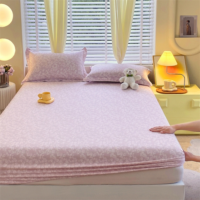 91家纺网 家纺一手货源 找家纺 宝齐莱家纺 2024新款13372全棉印花系列单品床笠 花影-粉