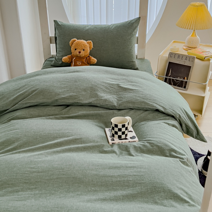 91家纺网 家纺一手货源 找家纺 久典家居 2024新款A类全棉学生款三件套 深绿