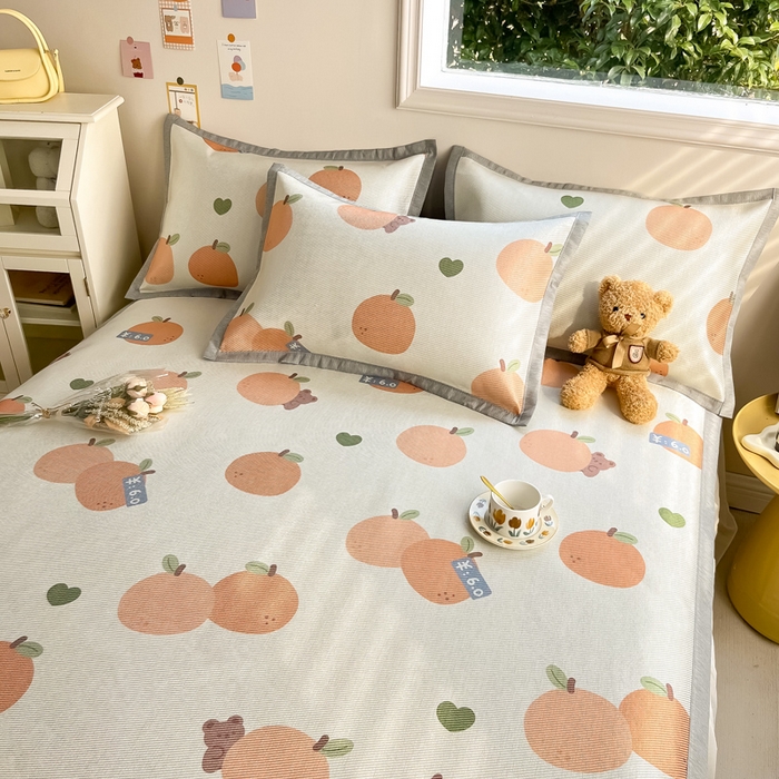 91家纺网 家纺一手货源 找家纺 懒猫家纺 2024新款250D数码印花宽边圆网冰丝席 大吉大利