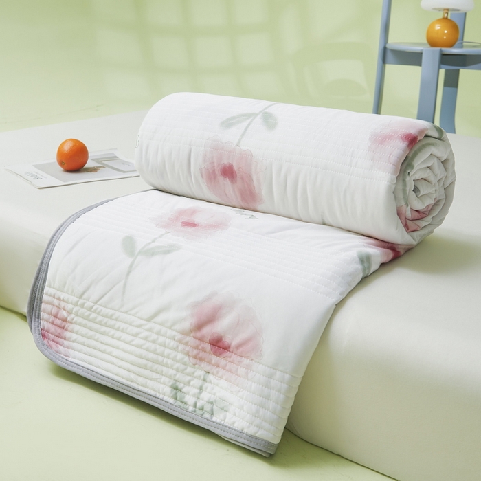 91家纺网 家纺一手货源 找家纺 LIFE.丽芙 2024年新品韩式风凉感丝夏被-跑量 花语