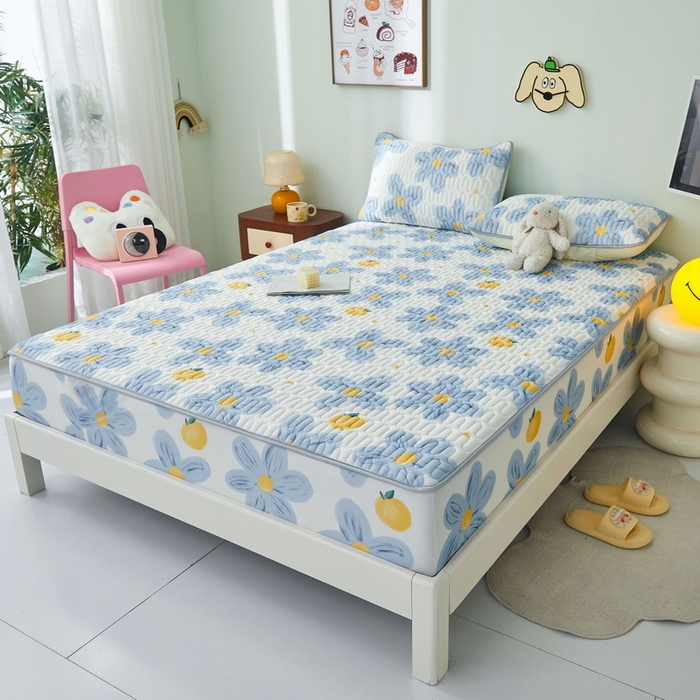 91家纺网 家纺一手货源 找家纺 LIFE.丽芙 2024年新品0.4乳胶凉席加厚床笠款三件套图片一 向阳花