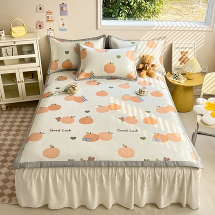 91家纺网 家纺一手货源 找家纺 懒猫家纺 2024新款250D数码印花宽边圆网冰丝席 大吉大利