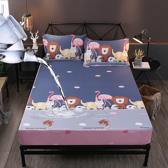 91家纺网 家纺一手货源 找家纺 床笠人家 2025新款全棉印花防水床笠防水隔尿透气-印花防水床笠 绿野仙踪