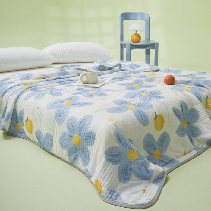 91家纺网 家纺一手货源 找家纺 LIFE.丽芙 2024年新品韩式风凉感丝夏被-跑量 向阳花