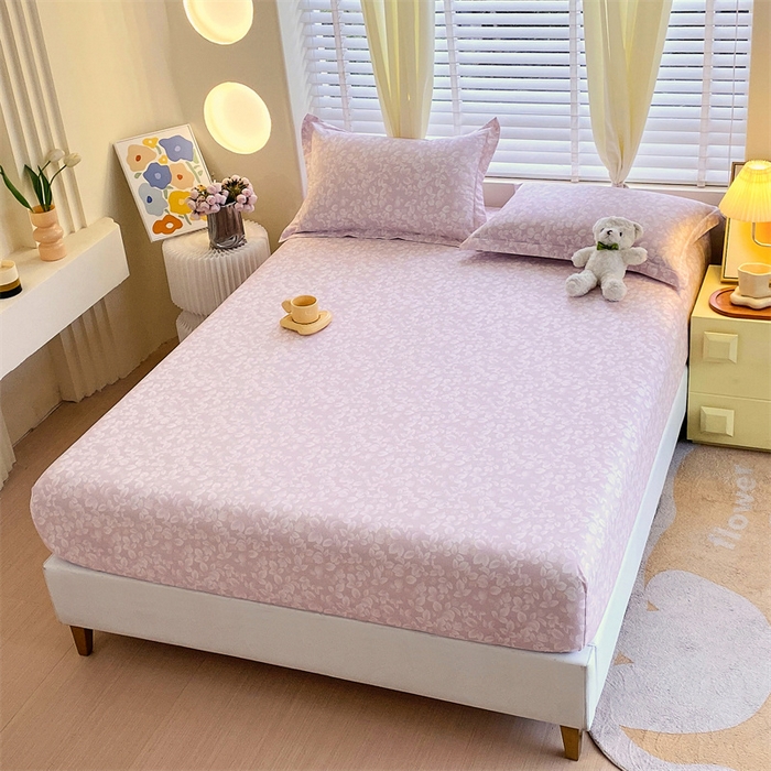 91家纺网 家纺一手货源 找家纺 宝齐莱家纺 2024新款13372全棉印花系列单品床笠 花影-粉