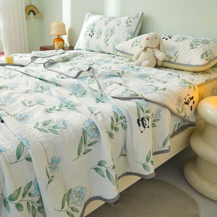 91家纺网 家纺一手货源 找家纺 LIFE.丽芙 2024年新品0.4乳胶凉席加厚床笠款三件套+凉感丝夏被可组合四件套-图片一 熊猫乐园