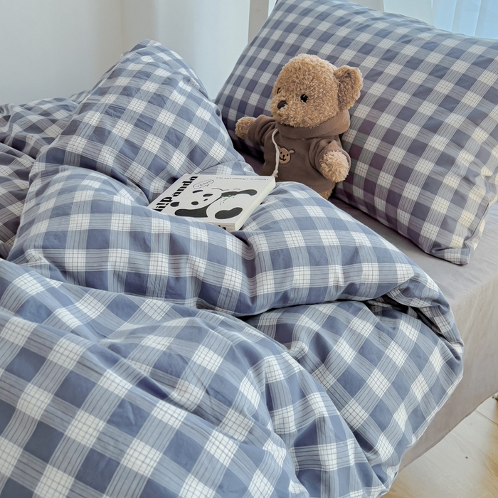 91家纺网 家纺一手货源 找家纺 久典家居 2024新款A类全棉学生款三件套 清雅蓝