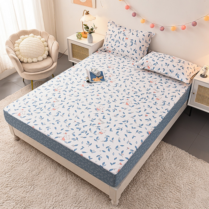 91家纺网 家纺一手货源 找家纺 床笠人家 2025新款全棉印花防水床笠防水隔尿透气-印花防水床笠 安琪儿