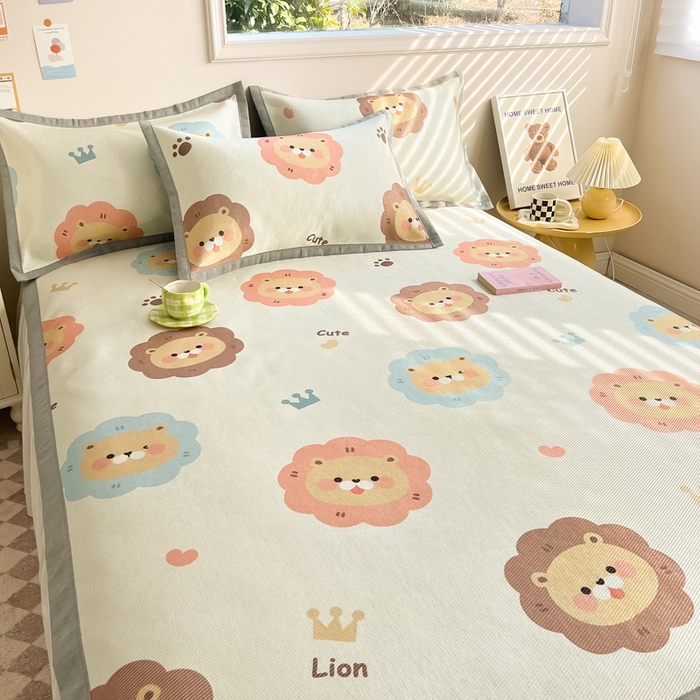 91家纺网 家纺一手货源 找家纺 懒猫家纺 2024新款250D数码印花宽边圆网冰丝席 狮子俱乐部