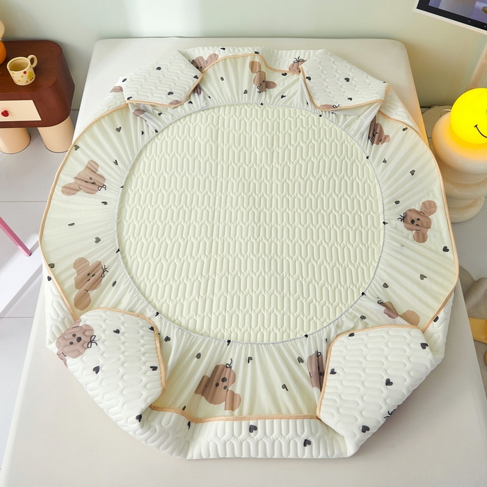 91家纺网 家纺一手货源 找家纺 LIFE.丽芙 2024年新品0.4乳胶凉席加厚床笠款三件套+凉感丝夏被可组合四件套-图片一 呆呆狗