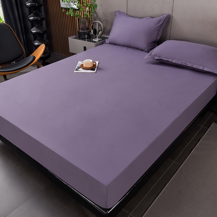 91家纺网 家纺一手货源 找家纺 床笠人家 2025新款全棉纯色防水床笠防水隔尿透气-纯色防水床笠 紫色
