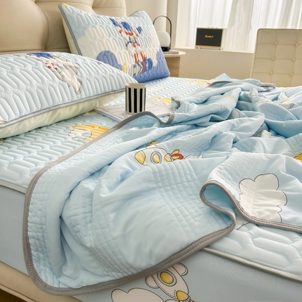 91家纺网 家纺一手货源 找家纺 （总）2024年新品0.4乳胶凉席加厚床笠款三件套+凉感丝夏被可组合四件套-图片二