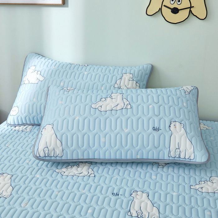 91家纺网 家纺一手货源 找家纺 LIFE.丽芙 2024年新品0.4乳胶凉席加厚床笠款三件套+凉感丝夏被可组合四件套-图片一 北极熊-蓝