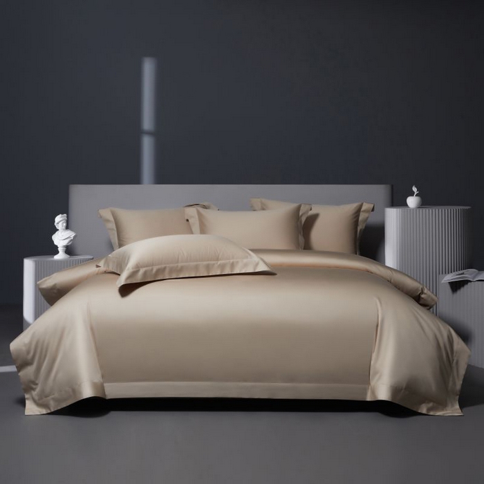 91家纺网 家纺一手货源 找家纺 2024新款定织新布种S120长绒棉四件套-黛西 卡其