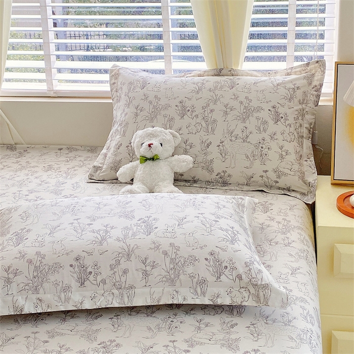 91家纺网 家纺一手货源 找家纺 宝齐莱家纺 2024新款13372全棉印花系列单品枕套 动物之森