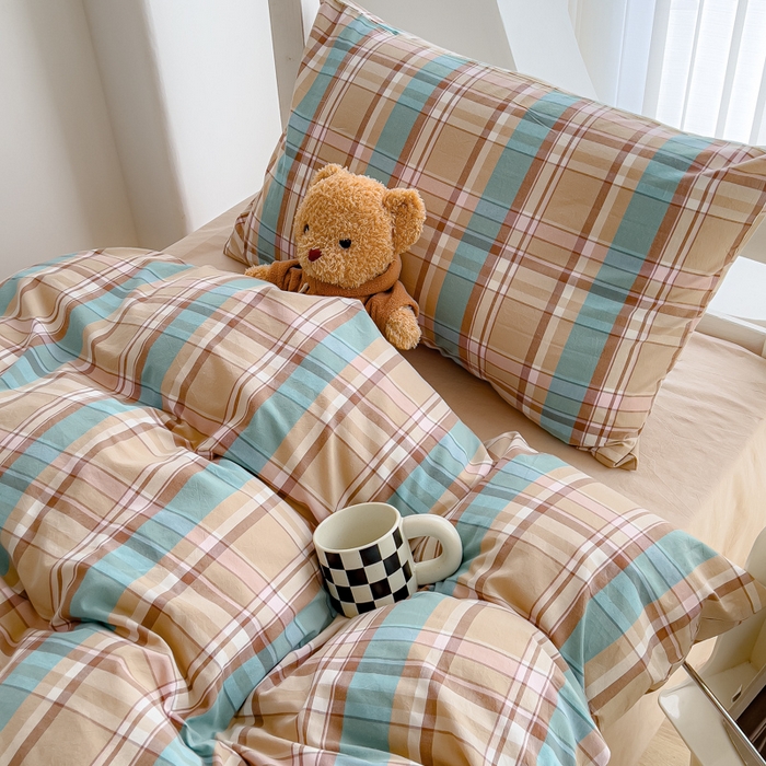 91家纺网 家纺一手货源 找家纺 久典家居 2024新款A类全棉学生款三件套 昭华咖